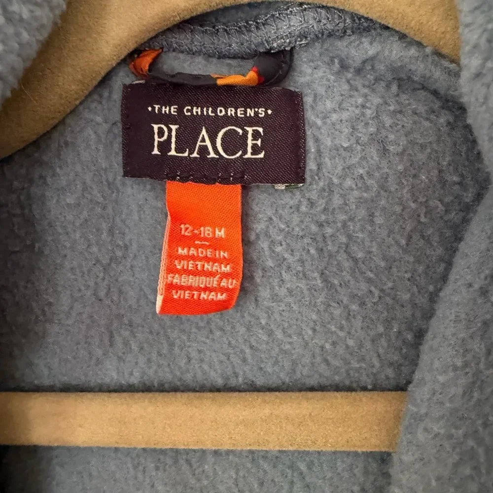 The Children's Place Navy Dino Puffer Jacket with Multicolor Dinosaurs